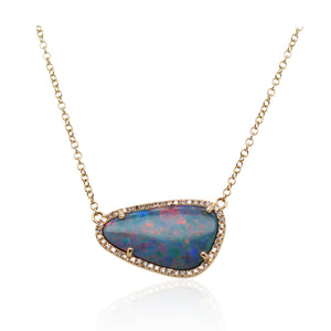 One-of-a-Kind 2.48ct Freeform Opal and Diamond Pendant