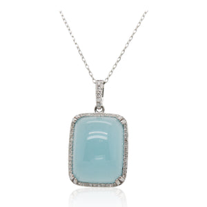 One-of-a-Kind 11.44ct Cabochon Aquamarine and Diamond Pendant