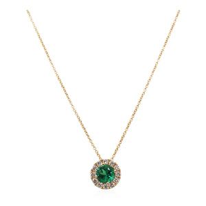 0.25ct Emerald and Diamond Halo Pendant