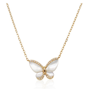 Mother of Pearl and Diamond Butterfly Pendant