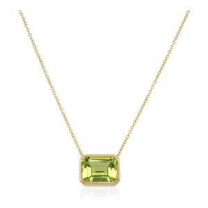 Emerald Cut Bezel Set Peridot Solitaire Pendant