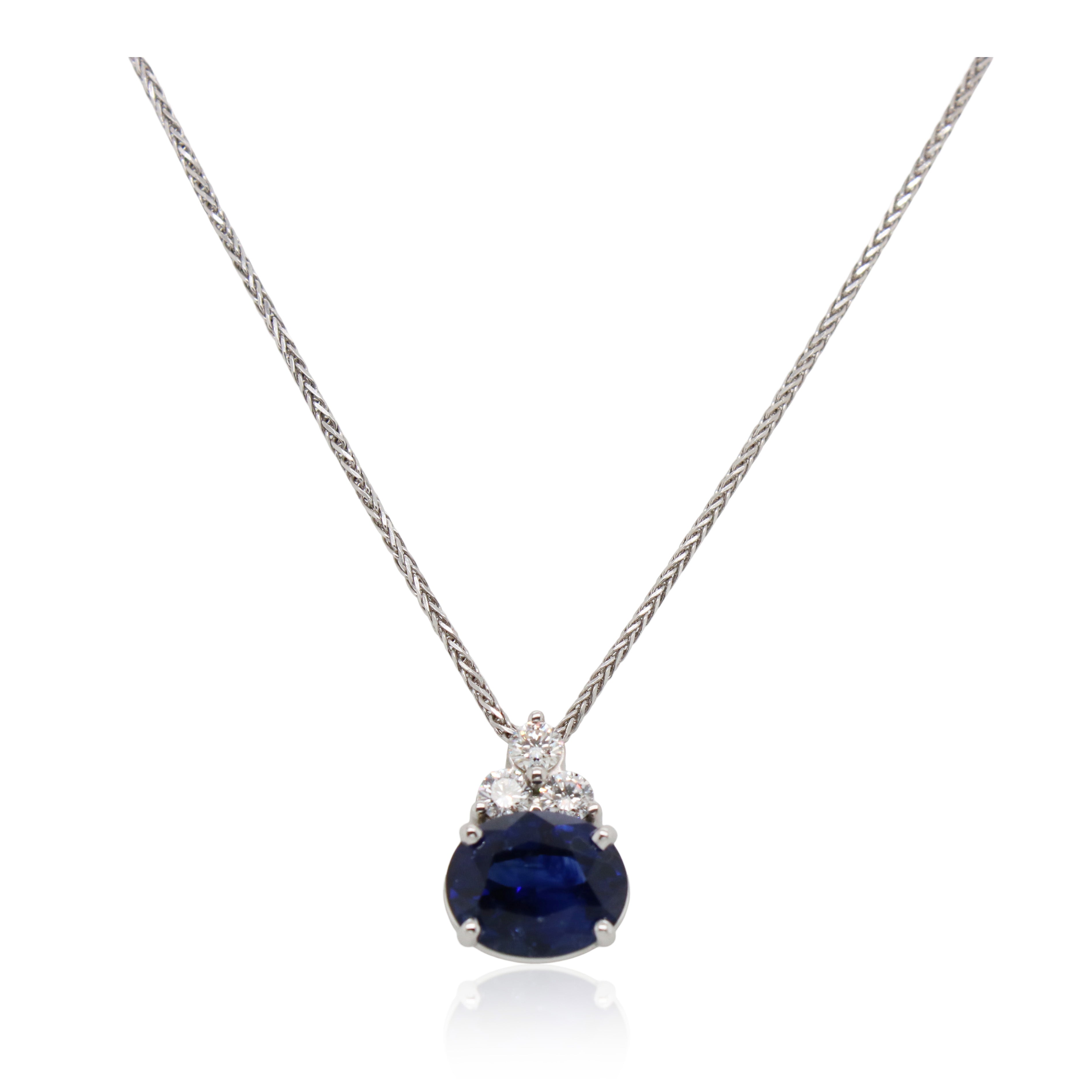 3.30ct Oval Sapphire and Diamond Pendant