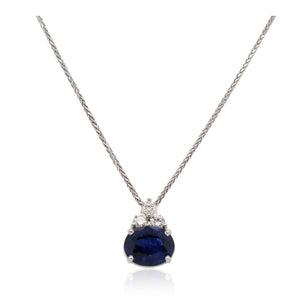 3.30ct Oval Sapphire and Diamond Pendant