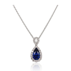 2.67ct Pear Shaped Sapphire and Diamond Pendant