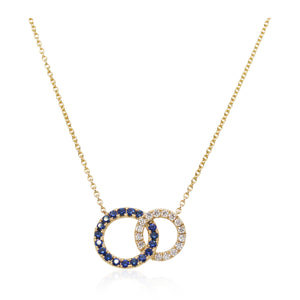 Sapphire and Diamond Double Circle Pendant