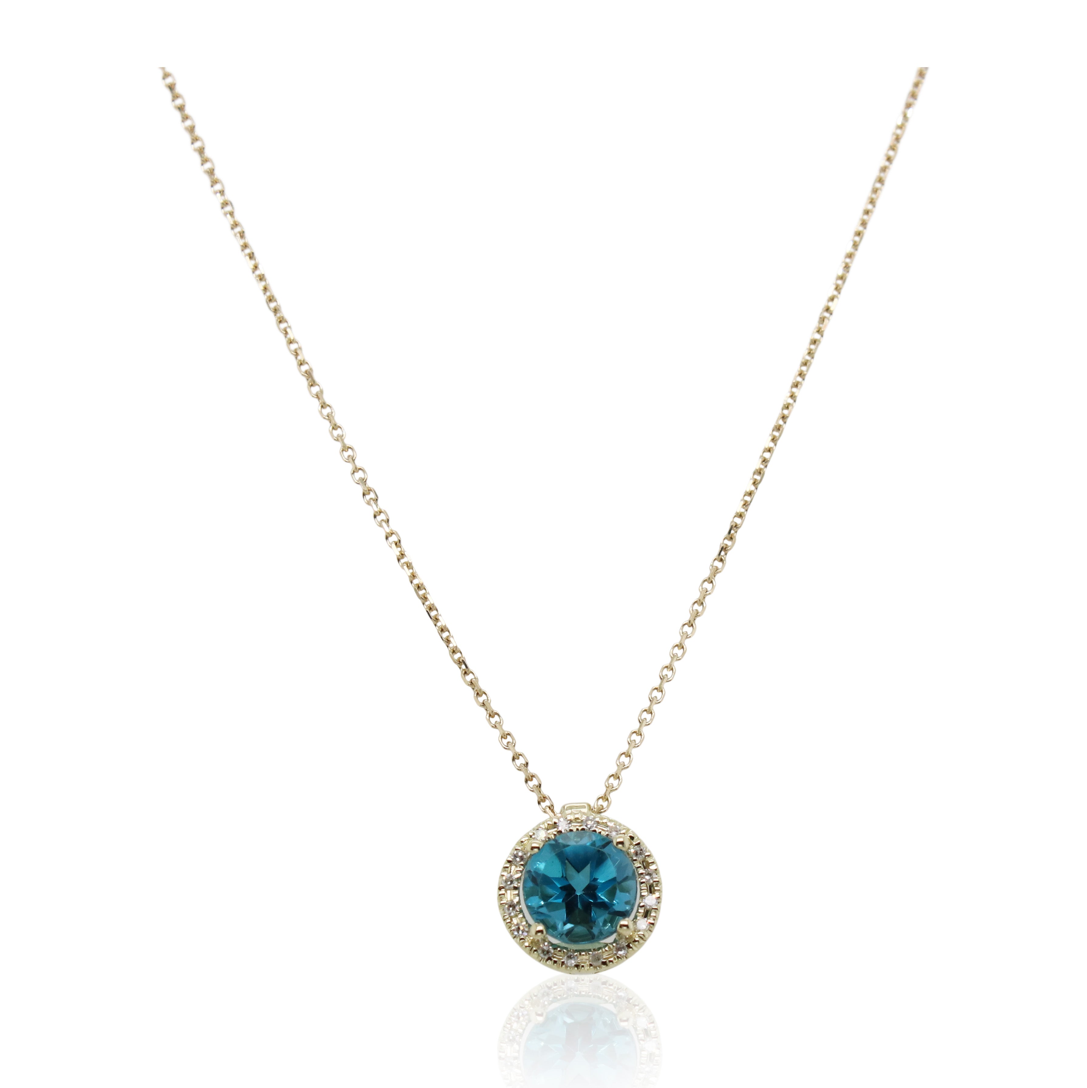 1.00ct Round London Blue Topaz and Diamond Pendant