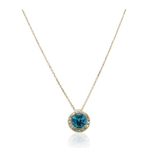 1.00ct Round London Blue Topaz and Diamond Pendant