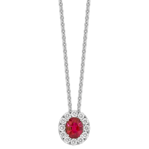 0.80ct Ruby and Halo Diamond Pendant