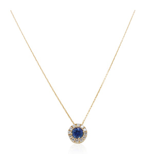 0.30ct Sapphire and Halo Diamond Pendant