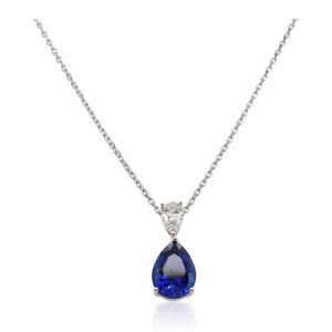 3.24ct Pear-Shaped Sapphire and Diamond Pendant