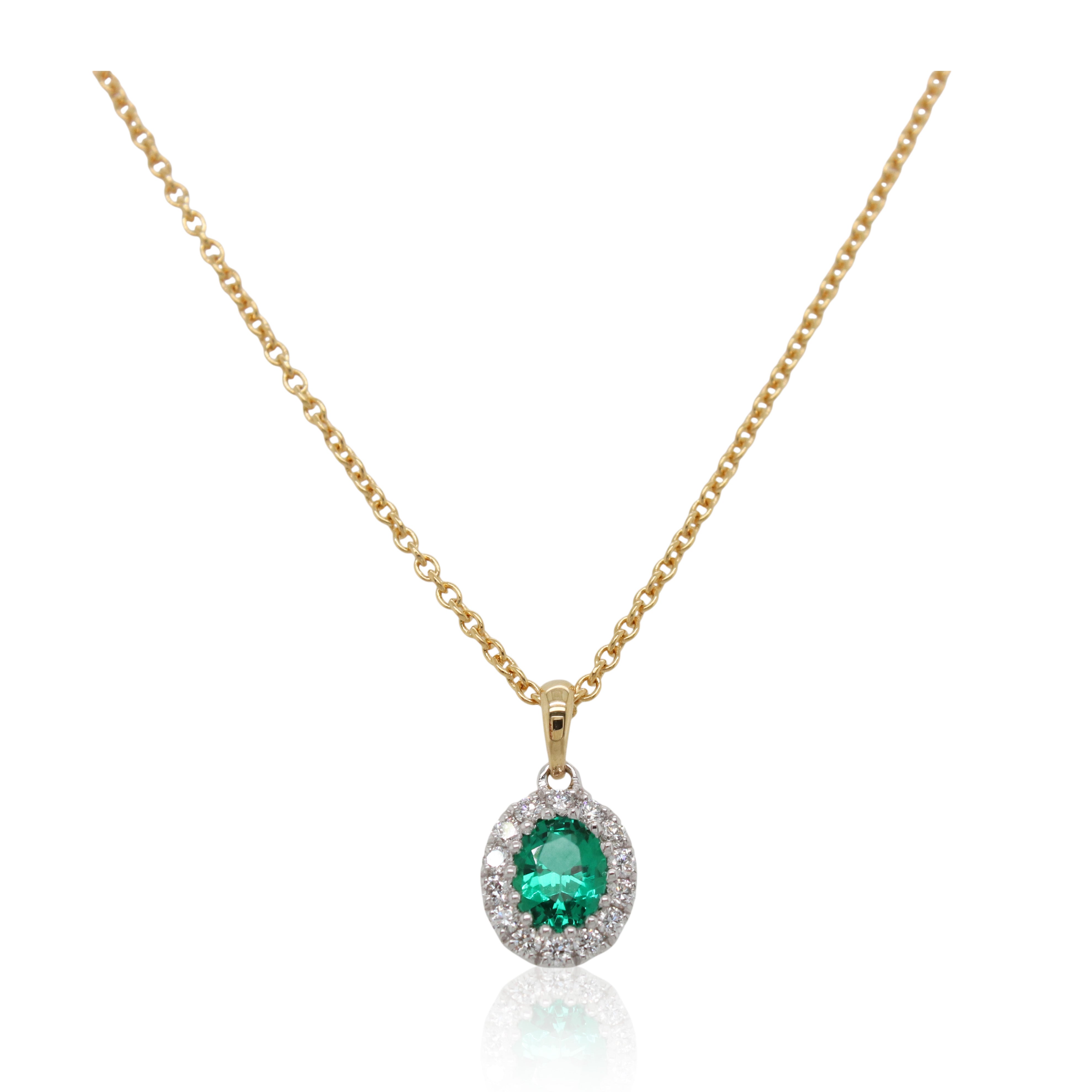 0.35ct Two-Tone Emerald and Diamond Pendant