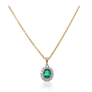 0.35ct Two-Tone Emerald and Diamond Pendant