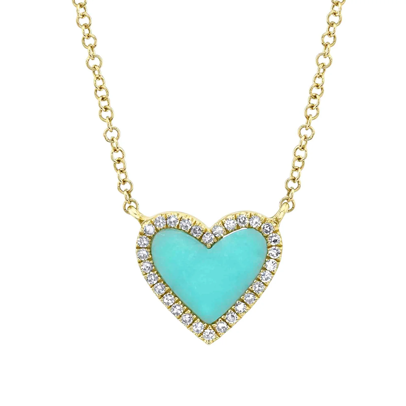 0.55ct Turquoise and Diamond Heart Pendant