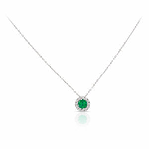Emerald and Diamond Halo Pendant