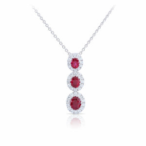 Ruby and Diamond Halo Pendant