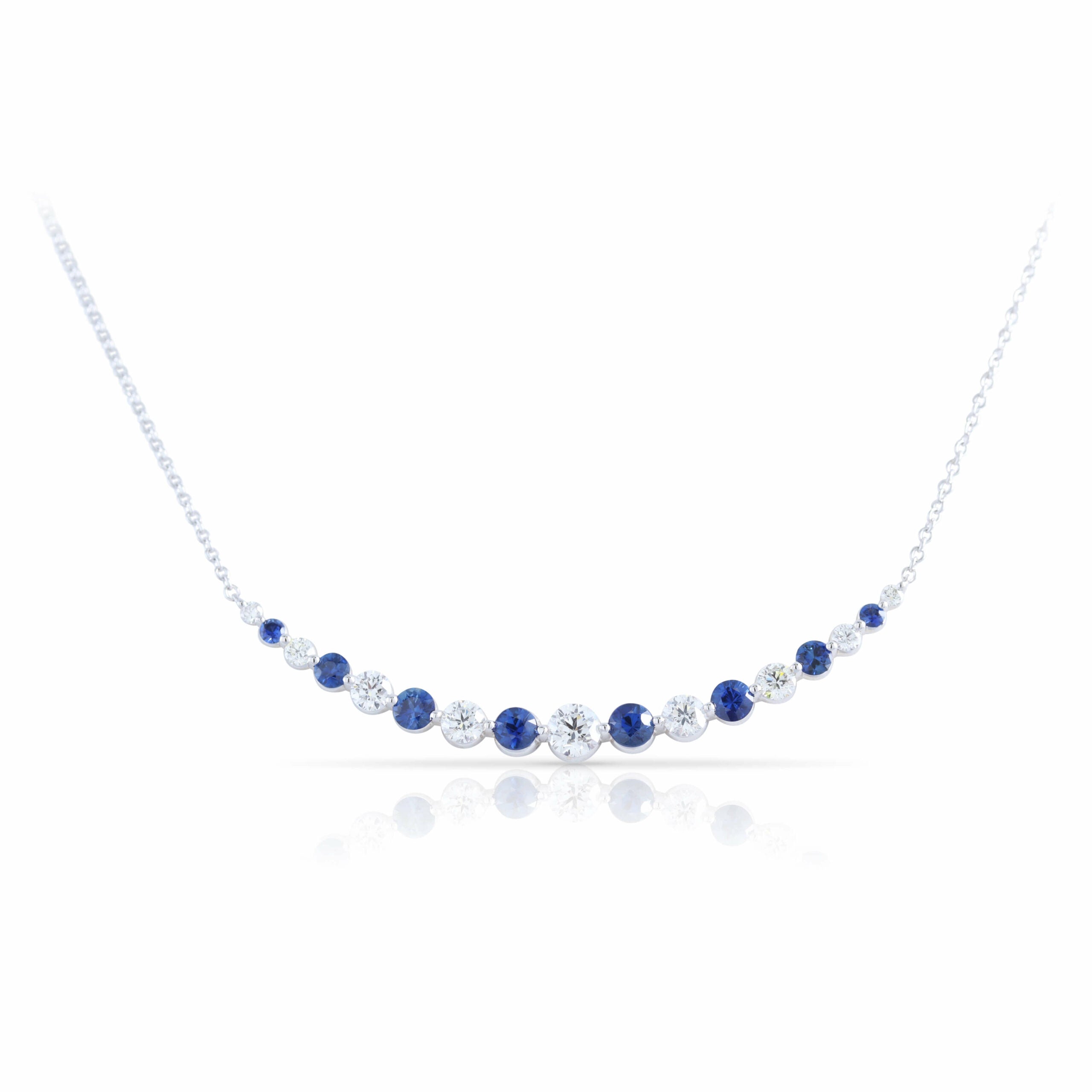 Curved Sapphire and Diamond Necklace