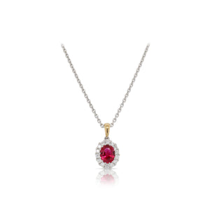Oval Ruby and Diamond Necklace