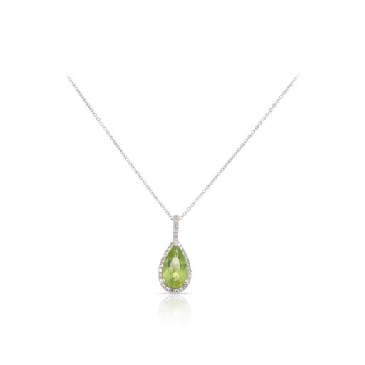 Pear Shaped Peridot and Diamond Pendant