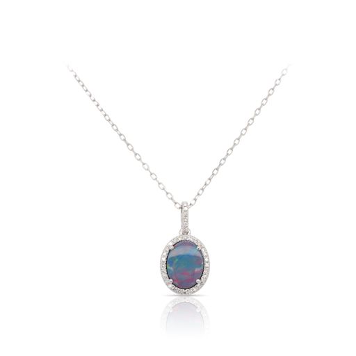 Oval Opal and Diamond Pendant