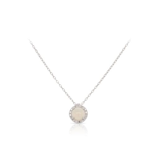 White Opal and Diamond Necklace