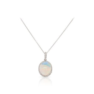 Oval Opal and Diamond Necklace