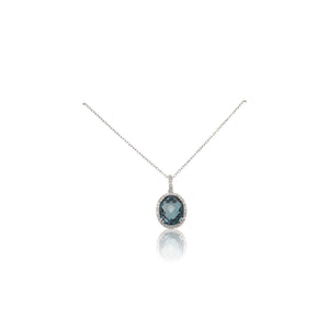 Oval London Blue Topaz and Diamond Necklace