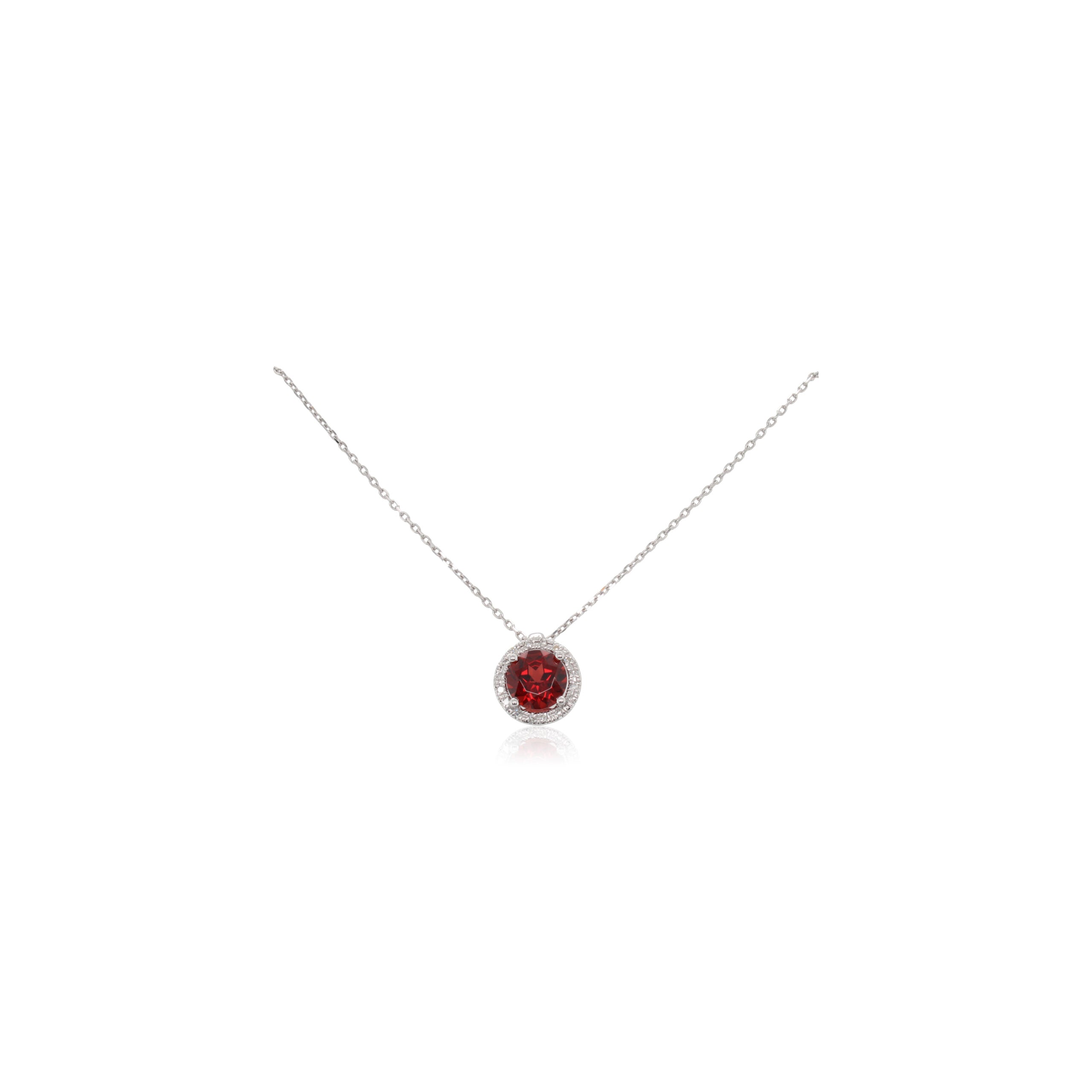 Garnet and Diamond Halo Necklace