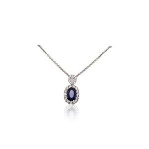 Oval Sapphire and Diamond Necklace