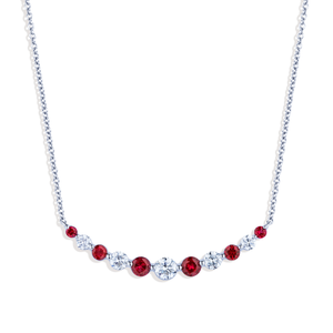 Curved Ruby and Diamond Necklace