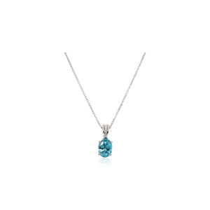 Oval Blue Zircon and Diamond Bail Pendant