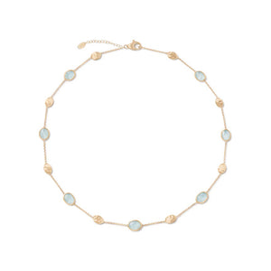 Marco Bicego Siviglia Collection 18K Yellow Gold Aquamarine Necklace with Bead Stations