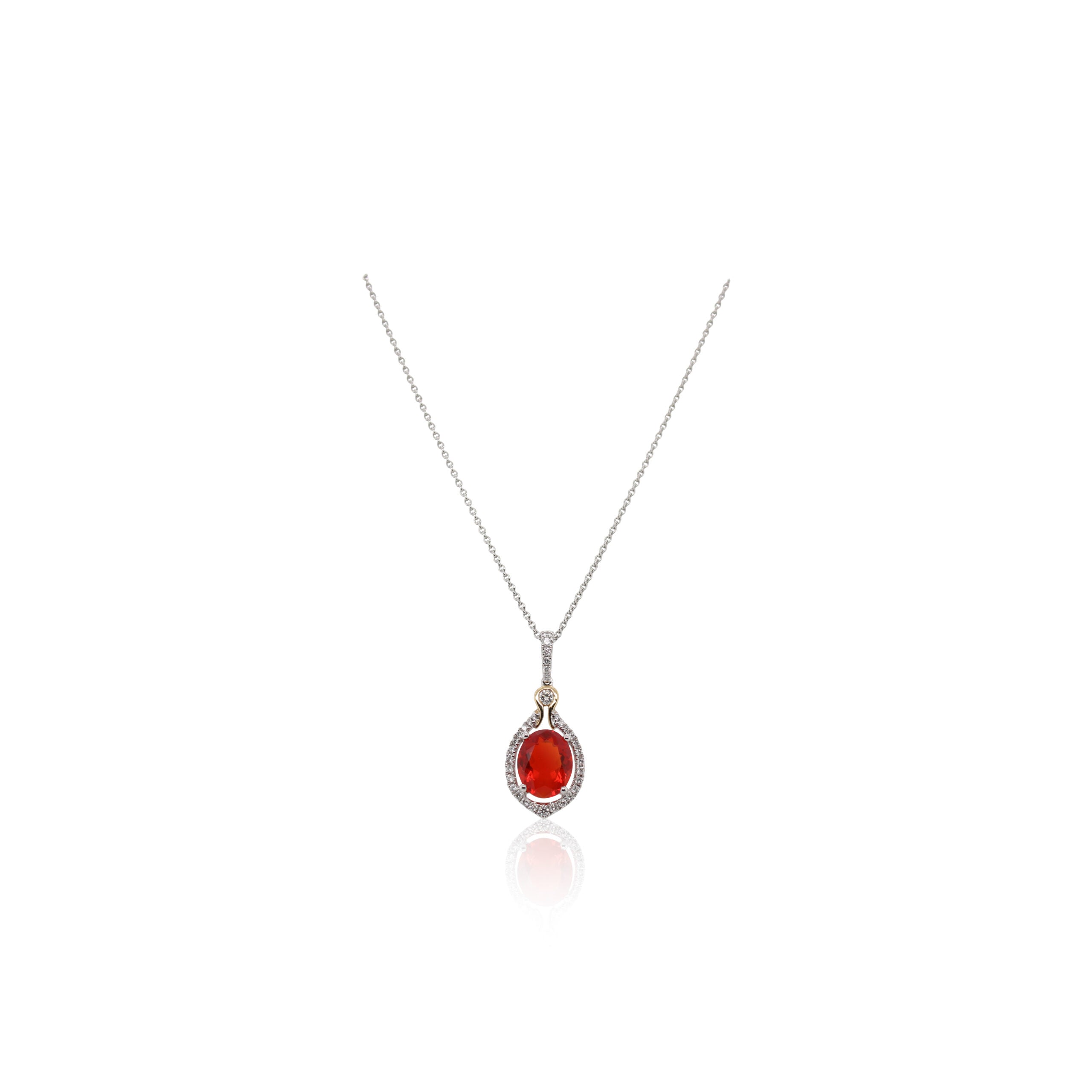 Fire Opal and Diamond Pendant
