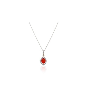 Fire Opal and Diamond Pendant