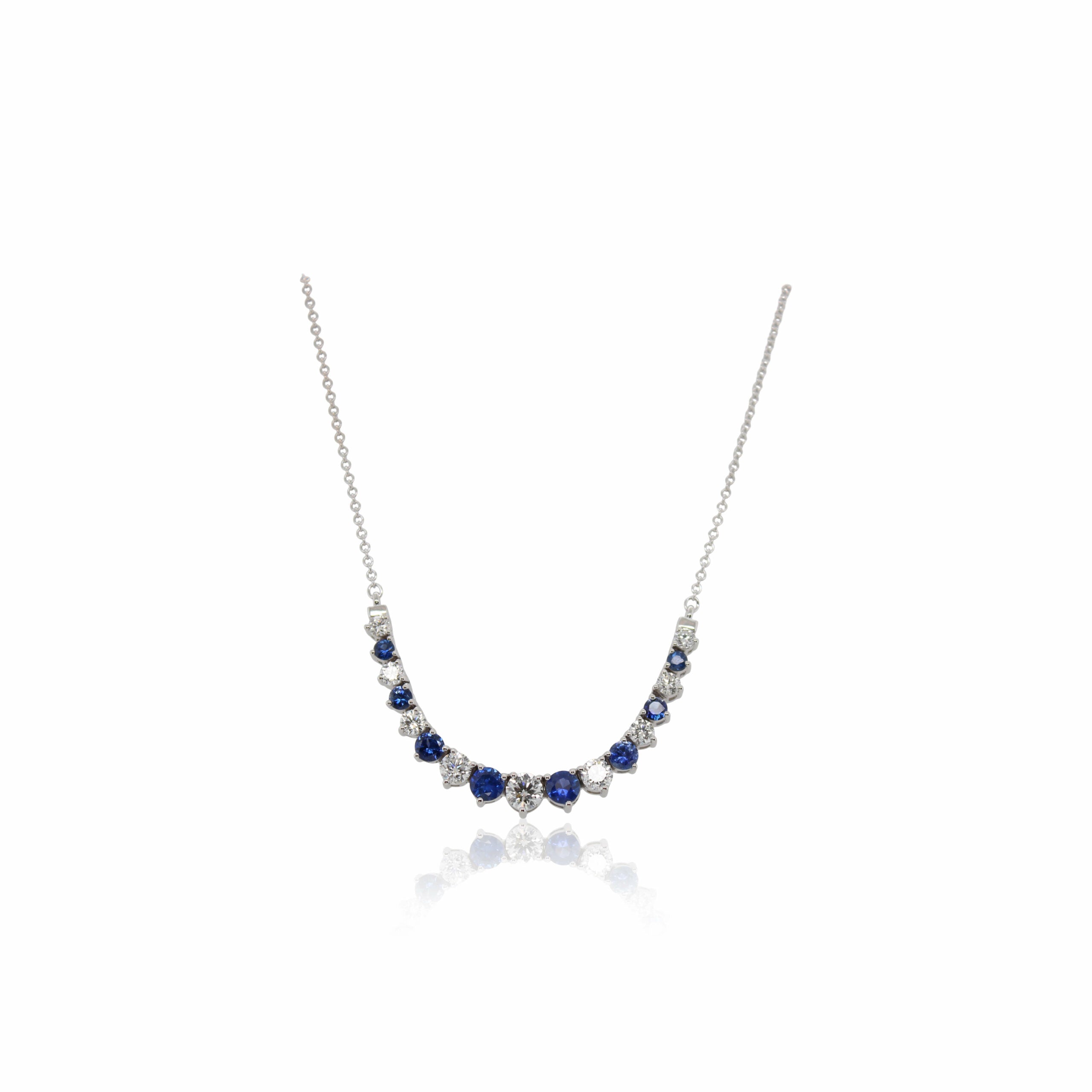 Sapphire and Diamond Curve Necklace