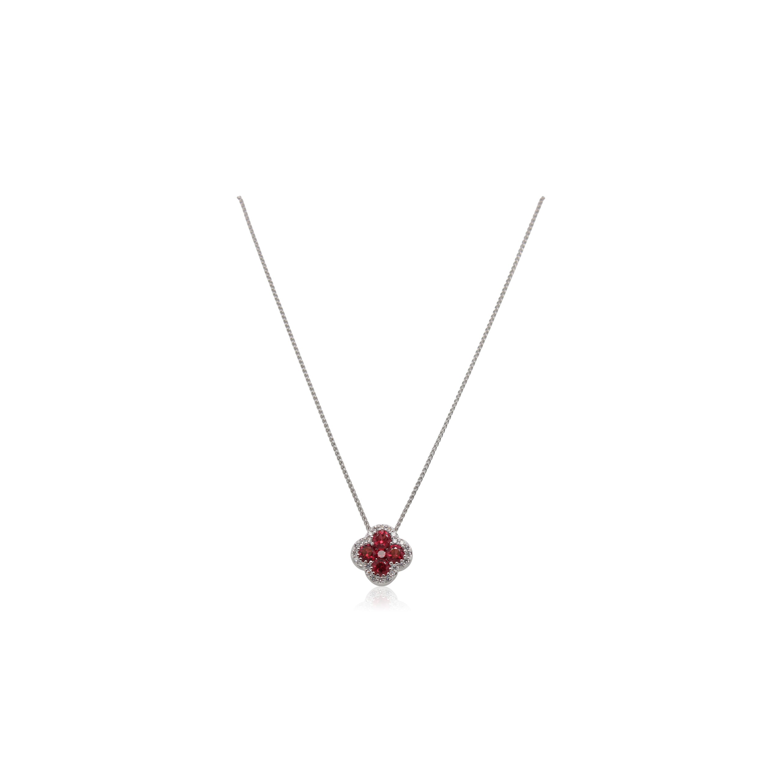 Ruby and Diamond Floral Pendant