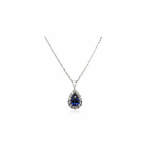 Sapphire and Diamond Halo Pendant