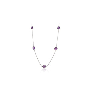 Round Amethyst 7 Station Necklace
