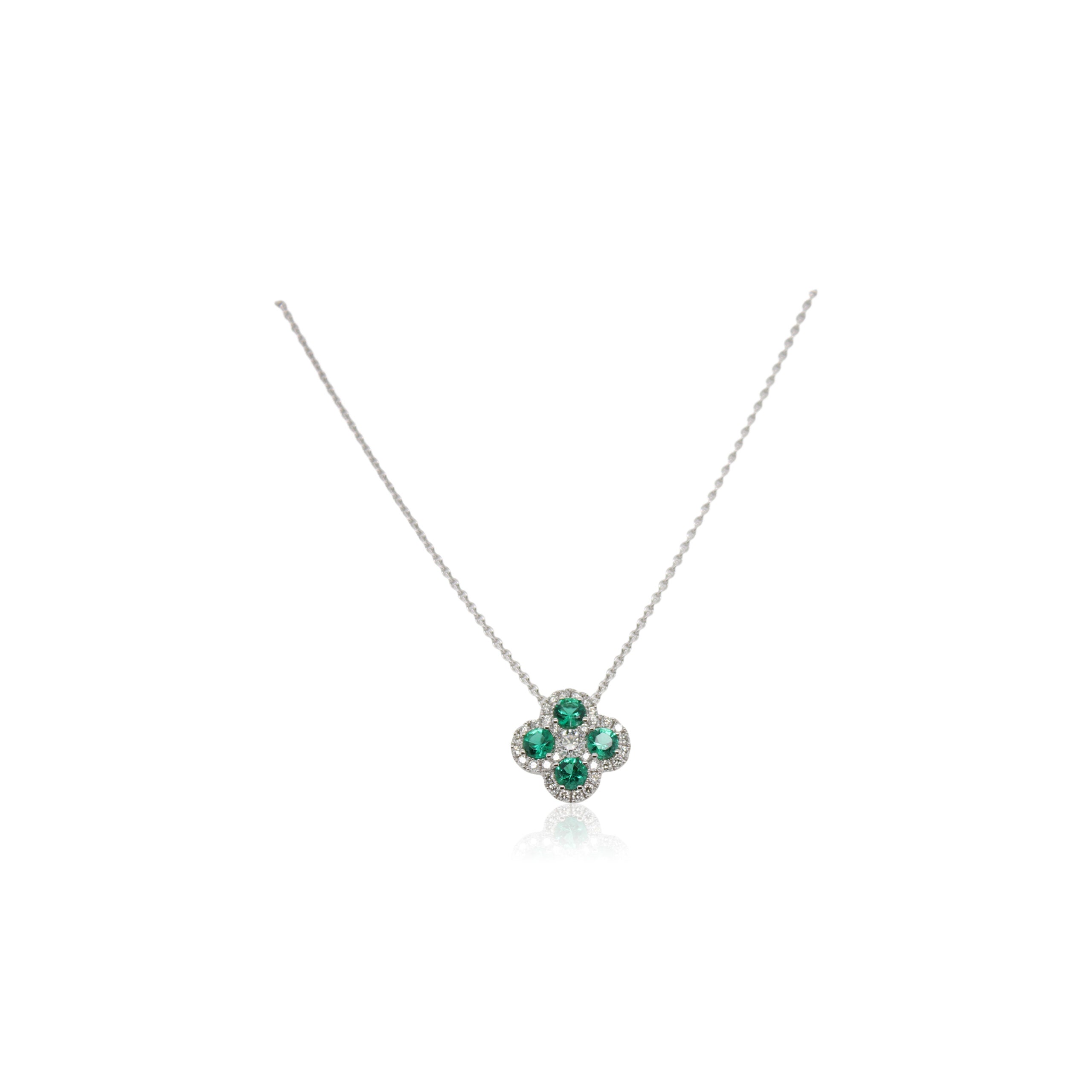 Emerald and Diamond Floral Pendant