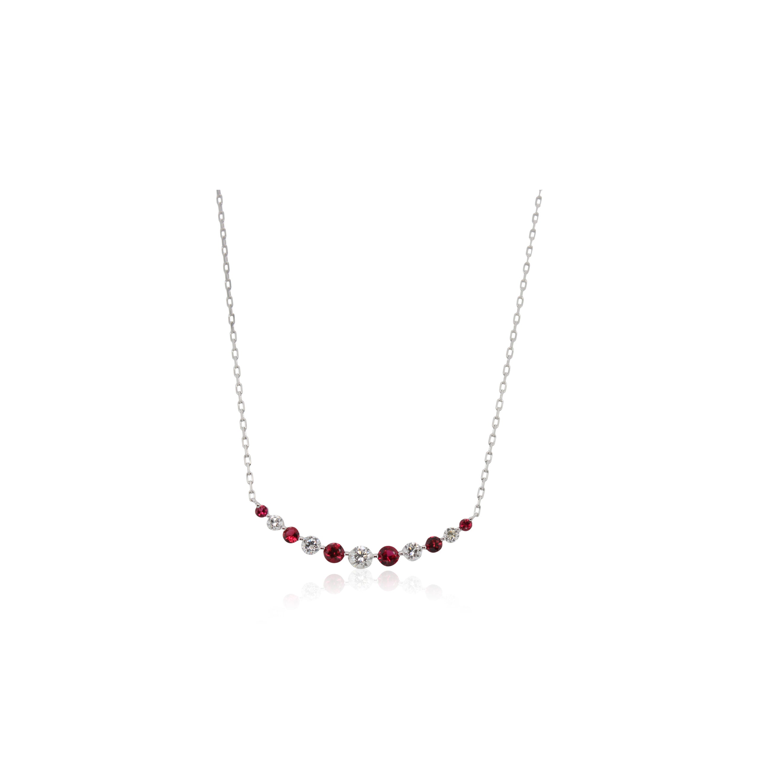 Ruby and Diamond Curved Necklace