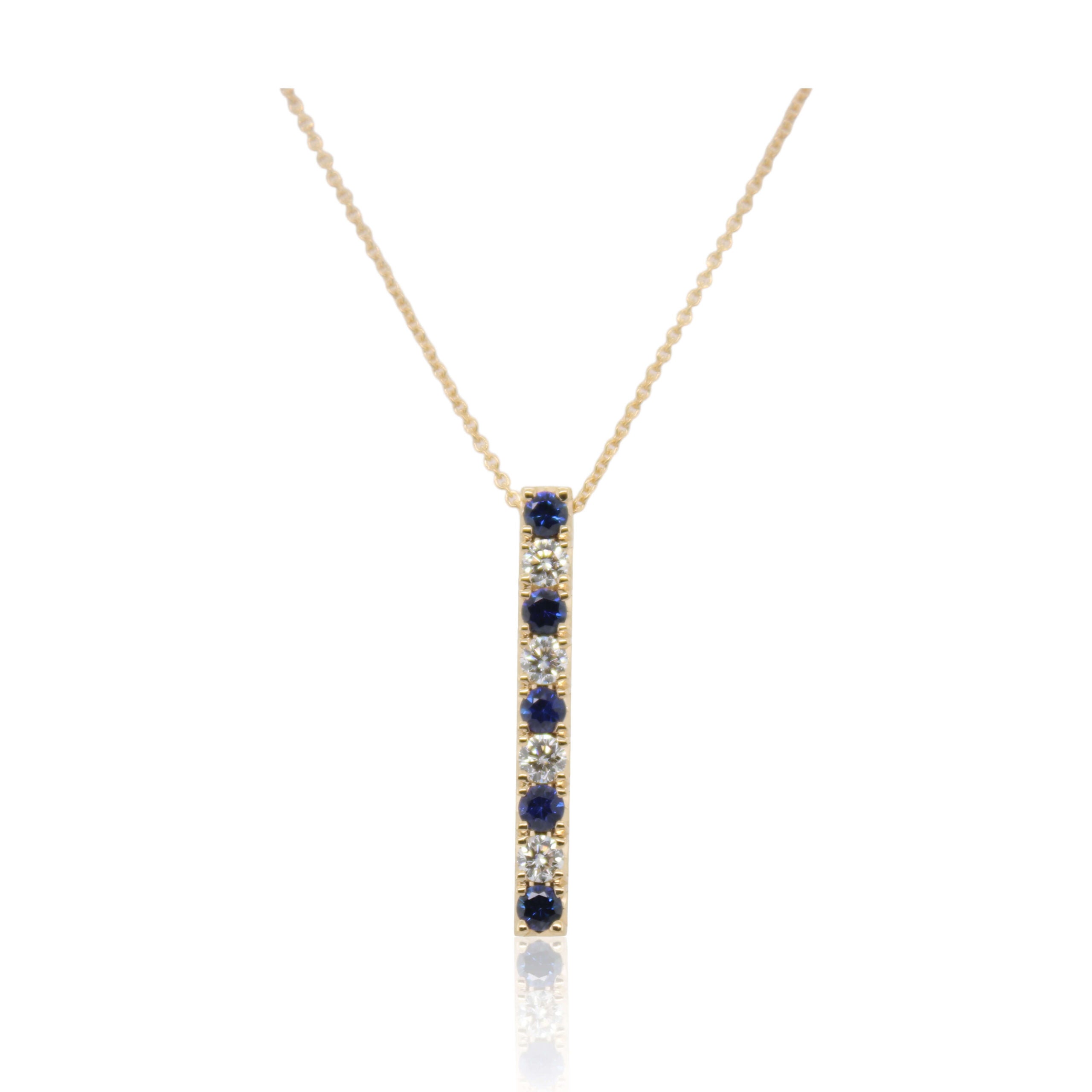 Alternating Sapphire and Diamond Bar Pendant