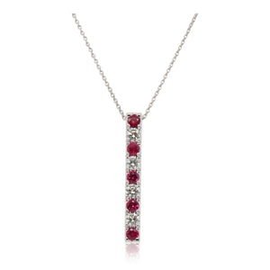 Alternating Ruby and Diamond Bar Pendant