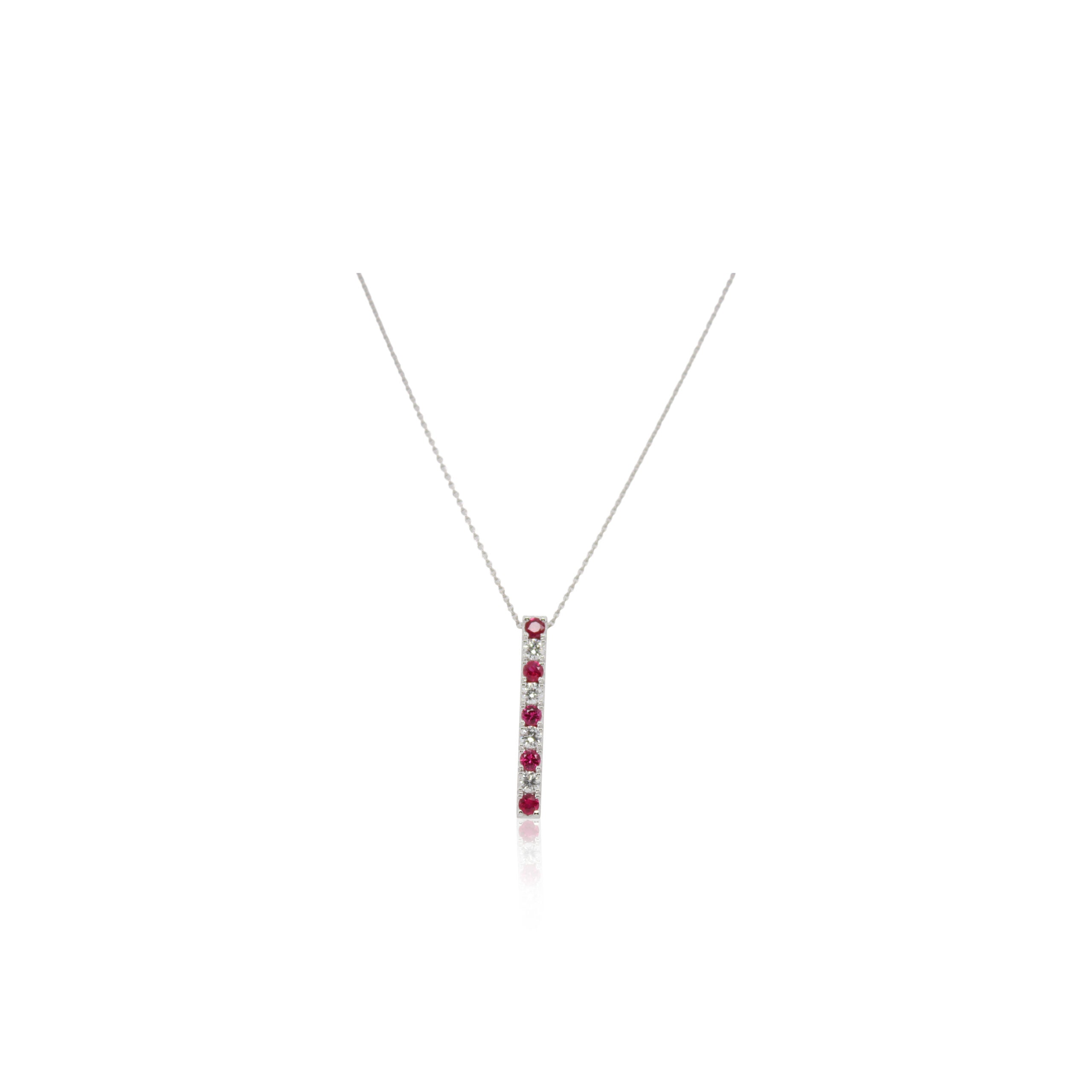 Alternating Ruby and Diamond Bar Pendant