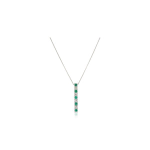 Alternating Emerald and Diamond Bar Pendant