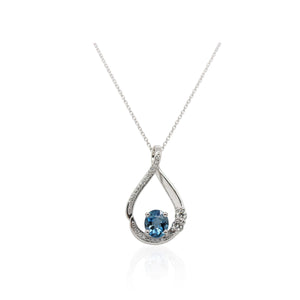 Aquamarine and Diamond Teardrop Pendant