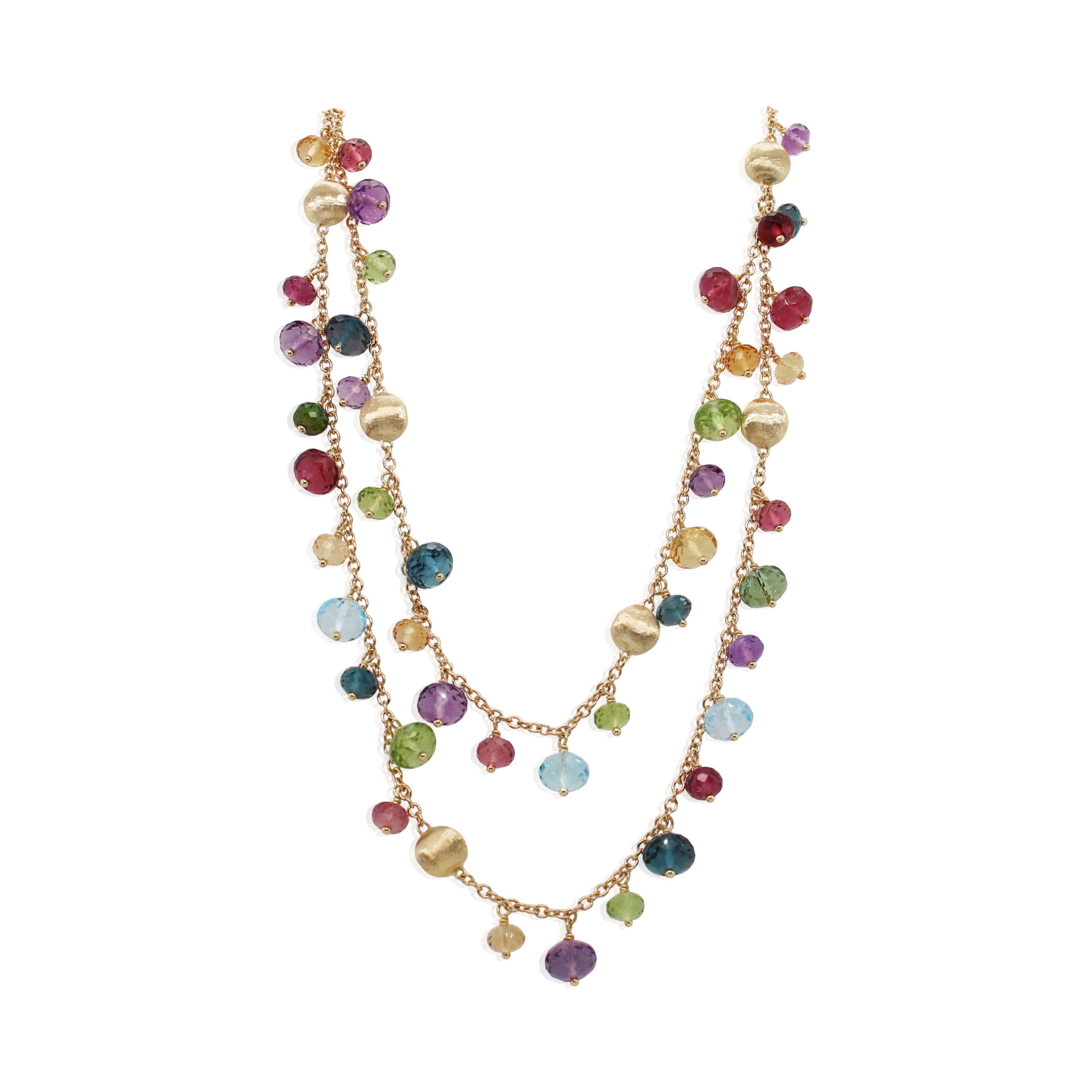 Marco Bicego Africa Collection 18k Yellow Gold 2-Strand Mixed Gemstone Necklace