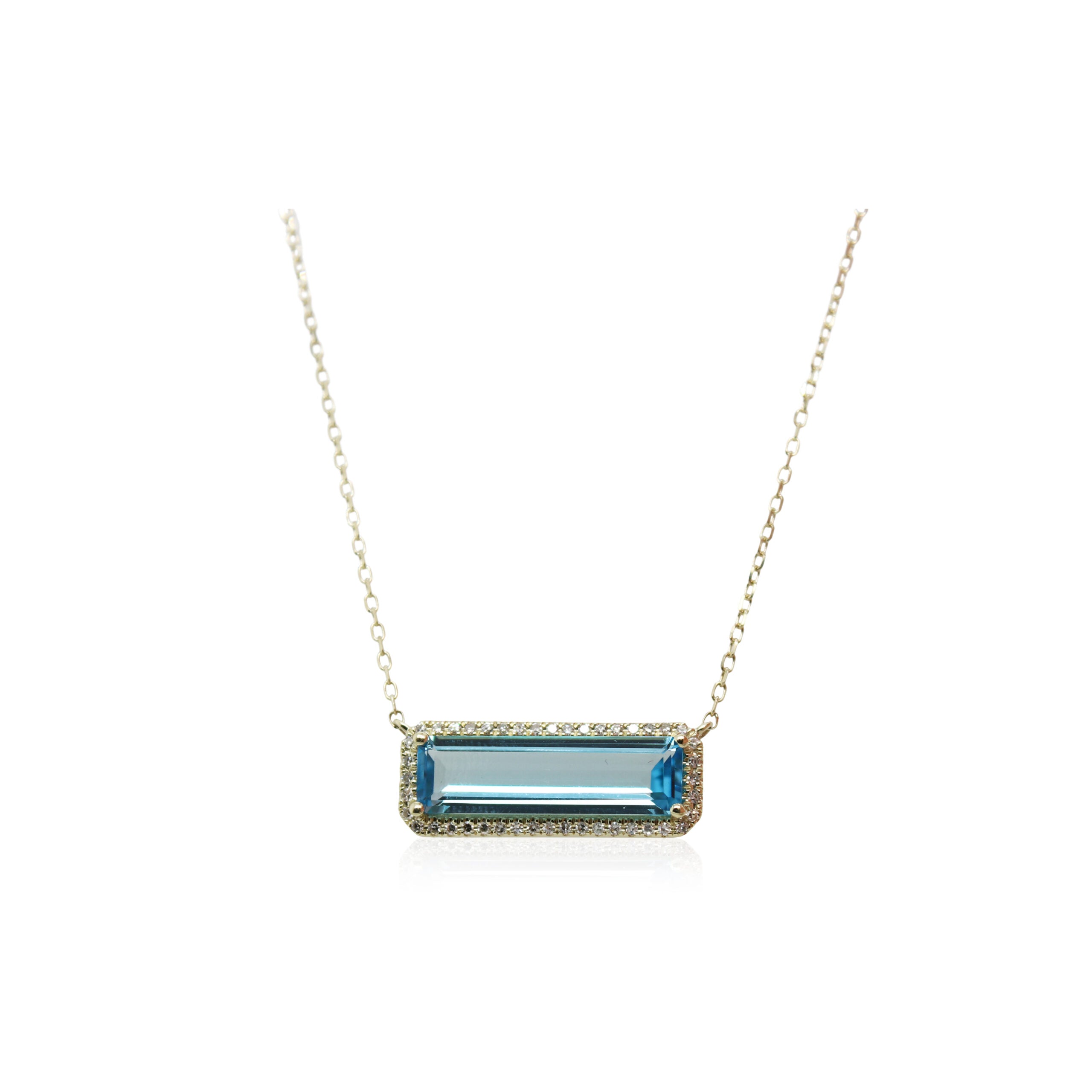 3.35ct Blue Topaz and Diamond Pendant