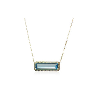 3.35ct Blue Topaz and Diamond Pendant