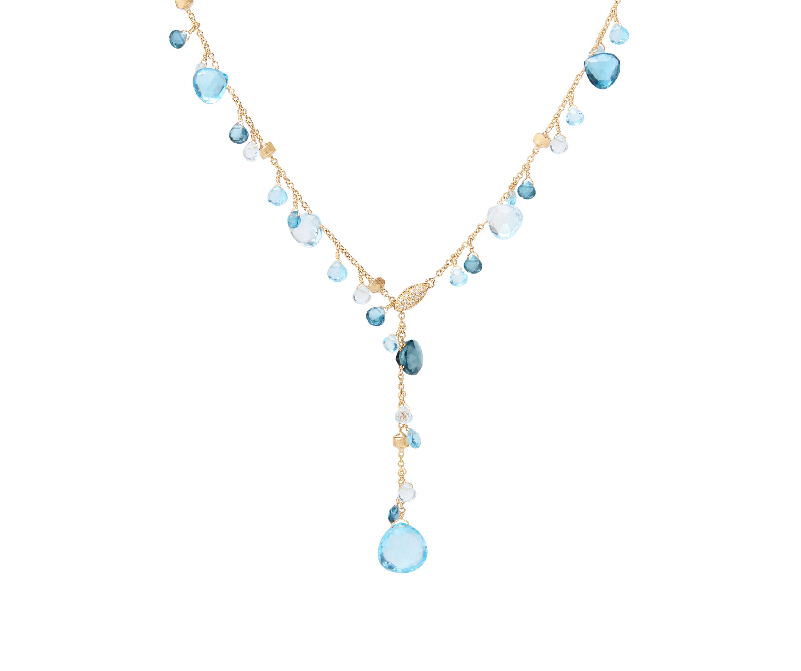 Marco Bicego Paradise Collection 18k Yellow Gold Mixed Topaz Lariat Necklace