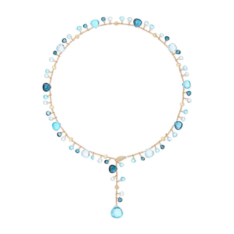 Marco Bicego Paradise Collection 18k Yellow Gold Mixed Topaz Lariat Necklace