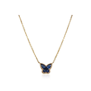 Yellow Gold Sapphire Butterfly Necklace